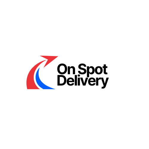 blue and red modern logistic service logo