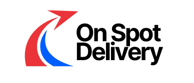 blue and red modern logistic service logo